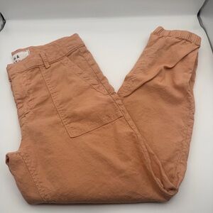 Frank & Eileen Pants 4 Women Jameson Utility Jogger Peach Cotton Linen $298 MSRP